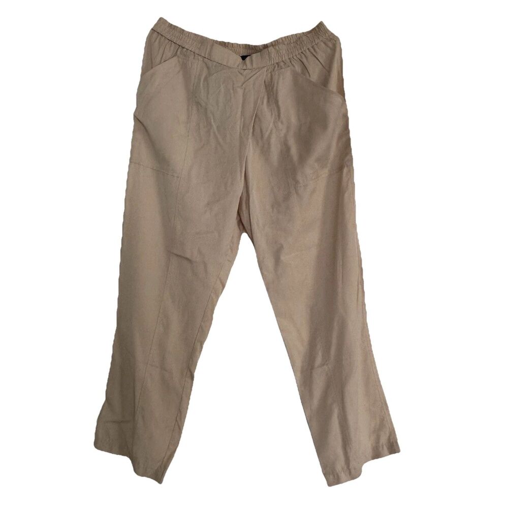 BCBG MAXAZARIA women’s Oversized Pants Size L Elastic Waist Beige